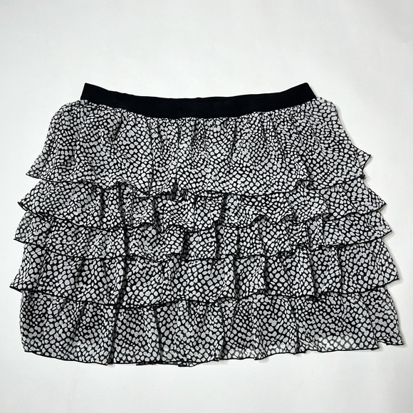 White & Black Polka Dot Tiered Skirt Mini Mid Ruffle Casual Summer Vacation Boho - Picture 15 of 15
